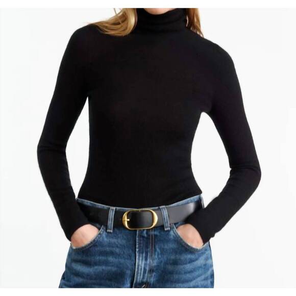 NEW NILI LOTAN lynette cashmere turtleneck sweater in black